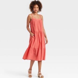 Knox Rose Dress Small Sleeveless A Line Pockets Adj. Straps Coral Sundress NWT